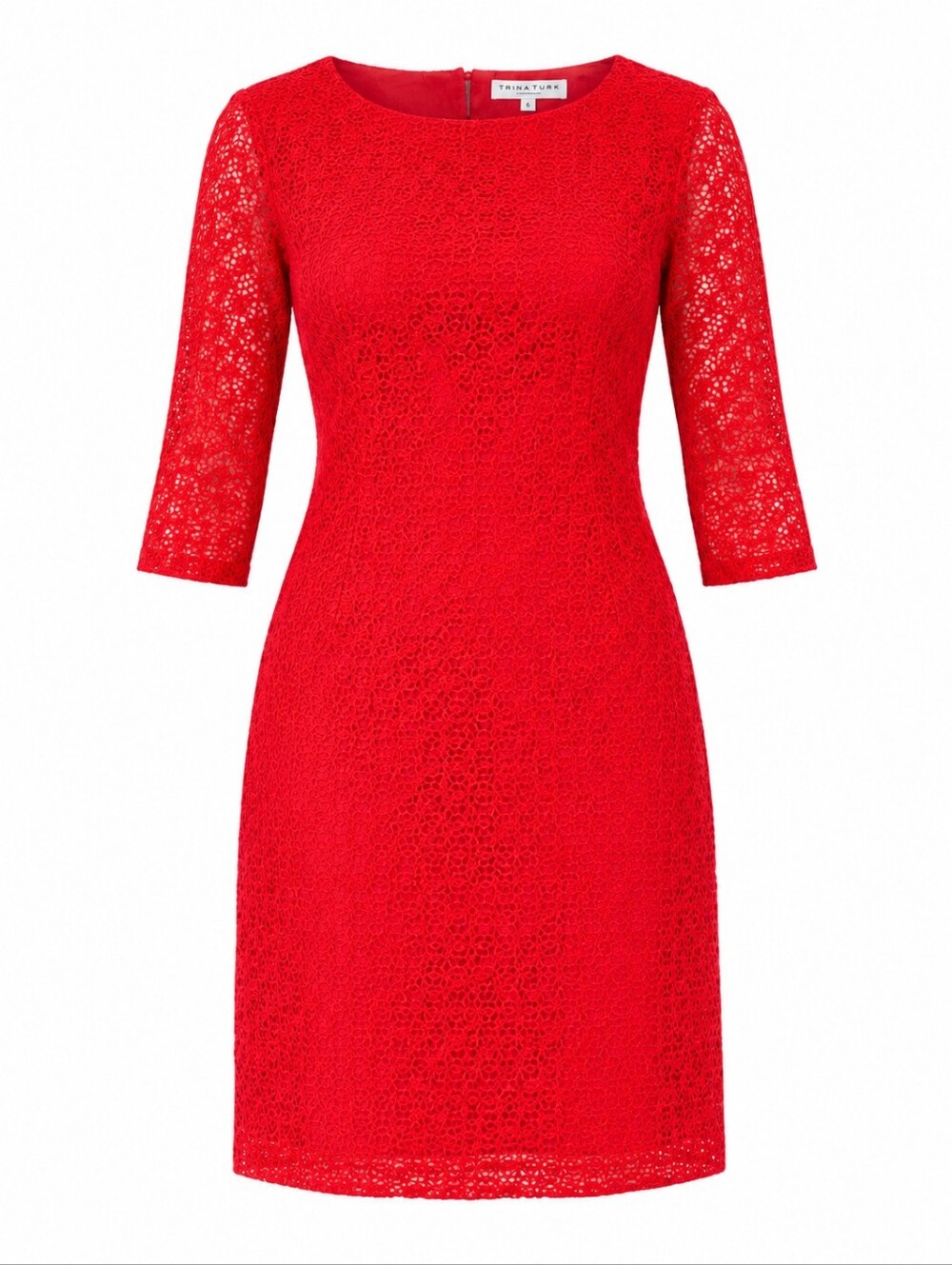 Trina Turk Red Lace Shift Dress Cutout Back Size 6 - Picture 2 of 8